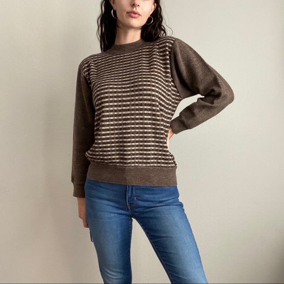 Tops - Vintage Brown Striped Sweater, Size Med